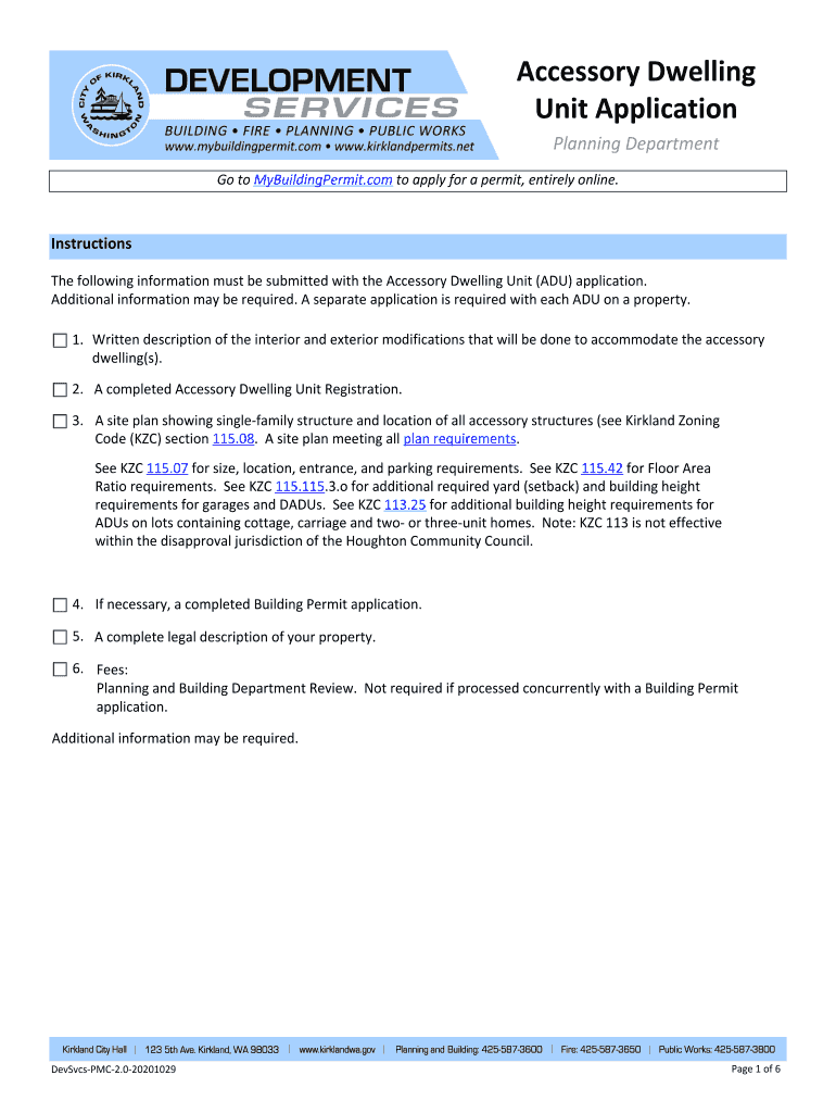 adu application form Preview on Page 1