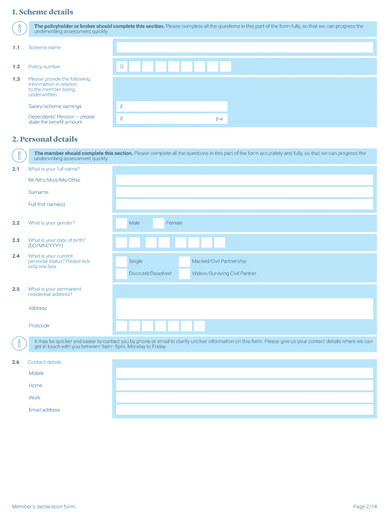 members declaration form Preview on Page 1