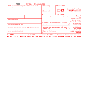 2021 Form 1099-S. Proceeds From Real Estate Transactions