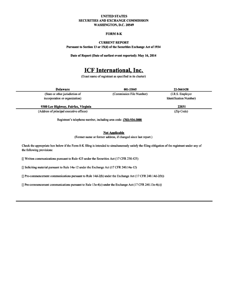Fillable Online (the Company or ICF), ICF Consulting Group, Inc Fax ...