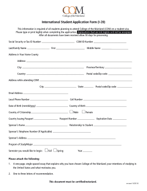 International Student Application Form - College of the Mainland