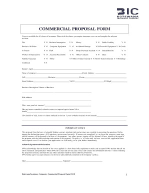 Commercial proposal form - Botswana Insurance Company