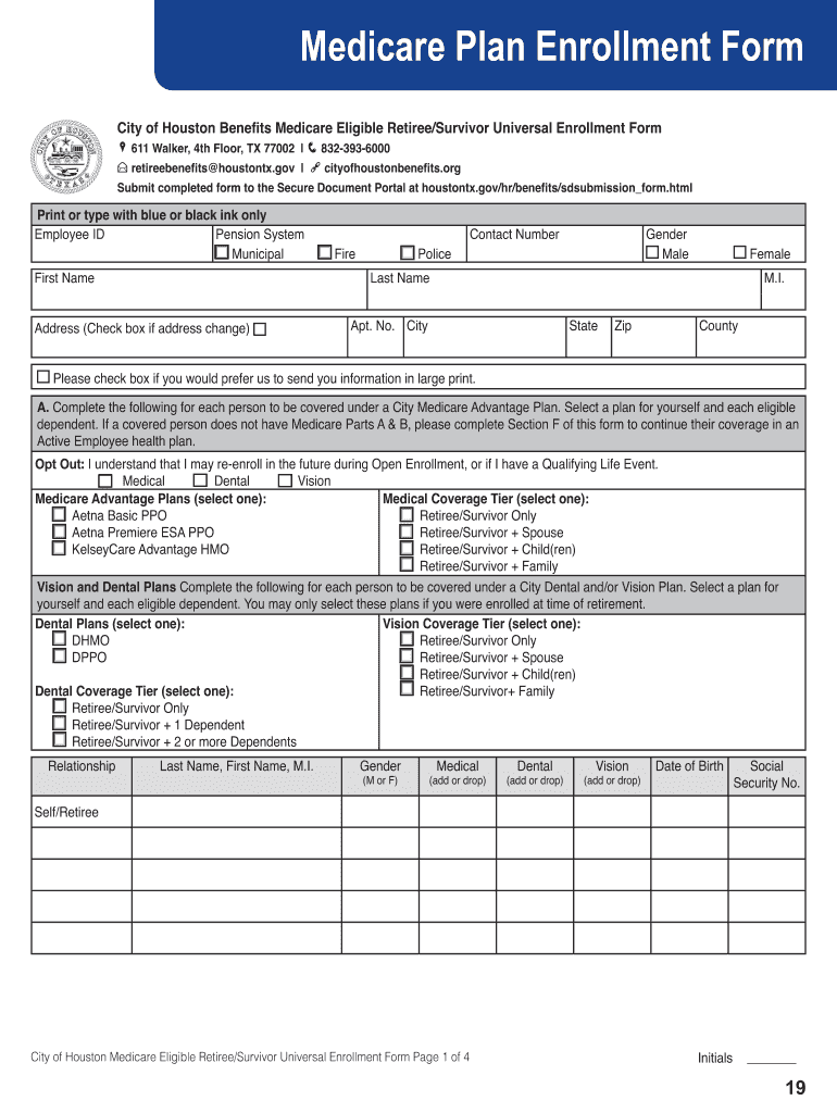 Medicare Plan Enrollment Form Preview on Page 1