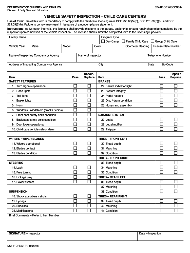dcf vehicle inspection form Preview on Page 1