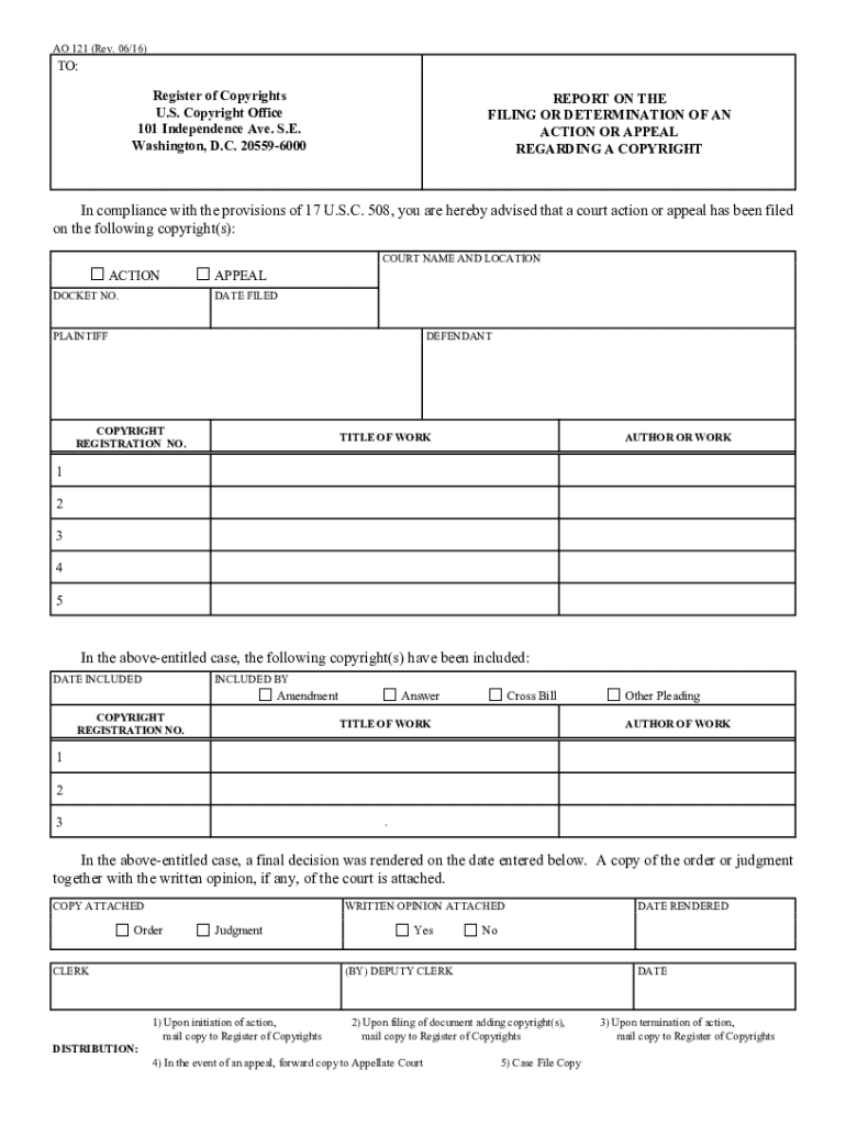Copyright Office Action or Appeal Report Preview on Page 1