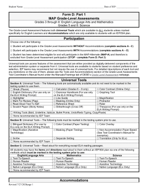 Fillable Online dese mo Form D: Part 1 MAP Grade-Level Assessments ...