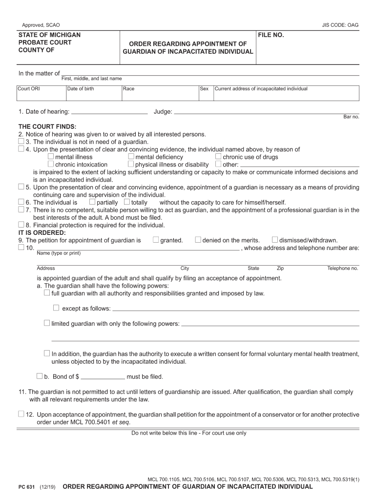 Current address of incapacitated individual Preview on Page 1