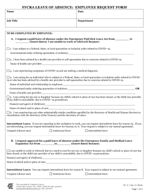 FFCRA Leave of Absence Request