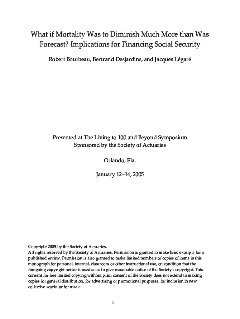 Fillable Online 2005 Living to 100 and Beyond Monograph. Paper focuses