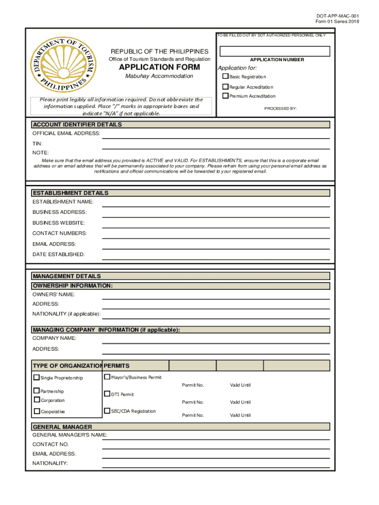 Department Of Tourism Application Form Fill Online, Printable