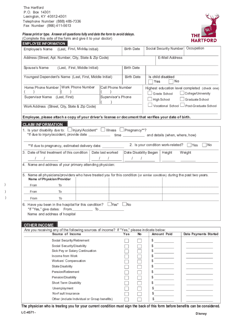 Disability Claim Form - Blank Fillable Template | Fill Out, Print ...