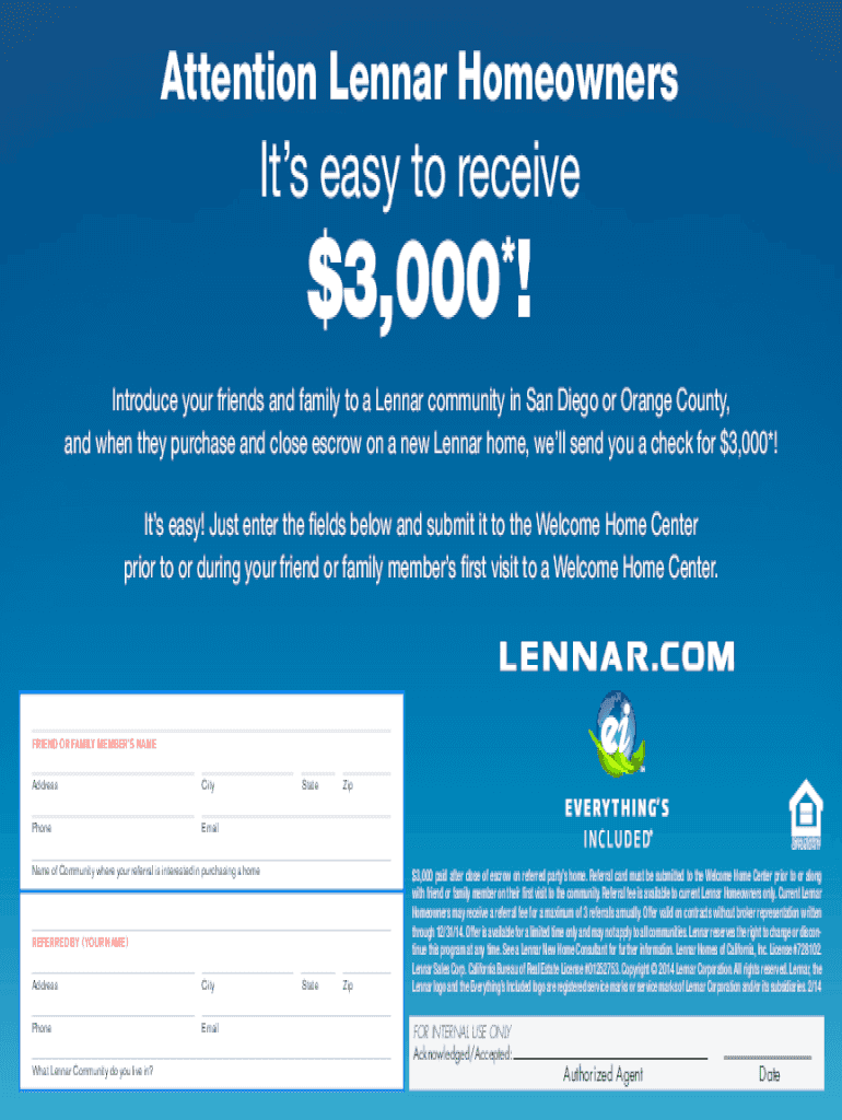Fillable Online 3000 Lennar Homes Fax Email Print pdfFiller