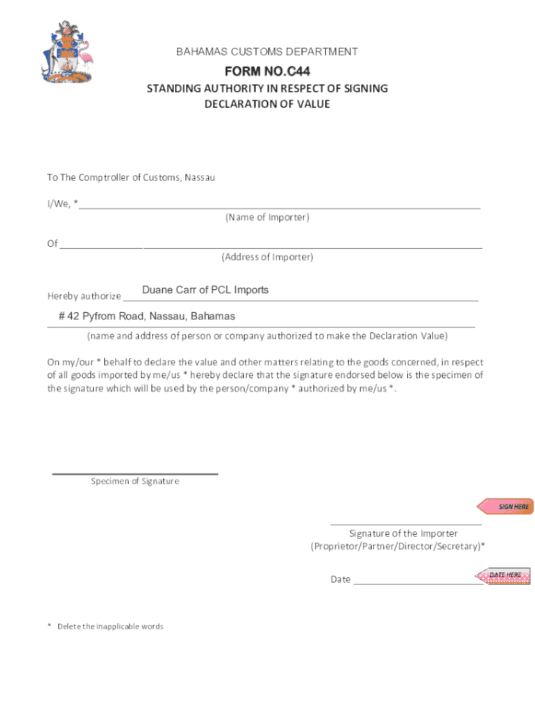 c44 form Preview on Page 1