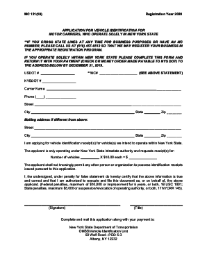 New York Vehicle Identification Application