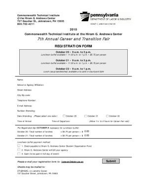 Commonwealth Technical Institute Career Fair Registration Form
