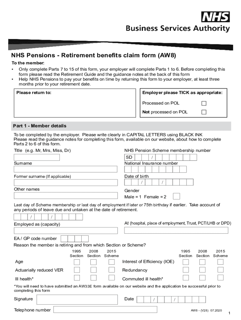 2020 2023 Form UK NHS AW8 Fill Online Printable Fillable Blank 