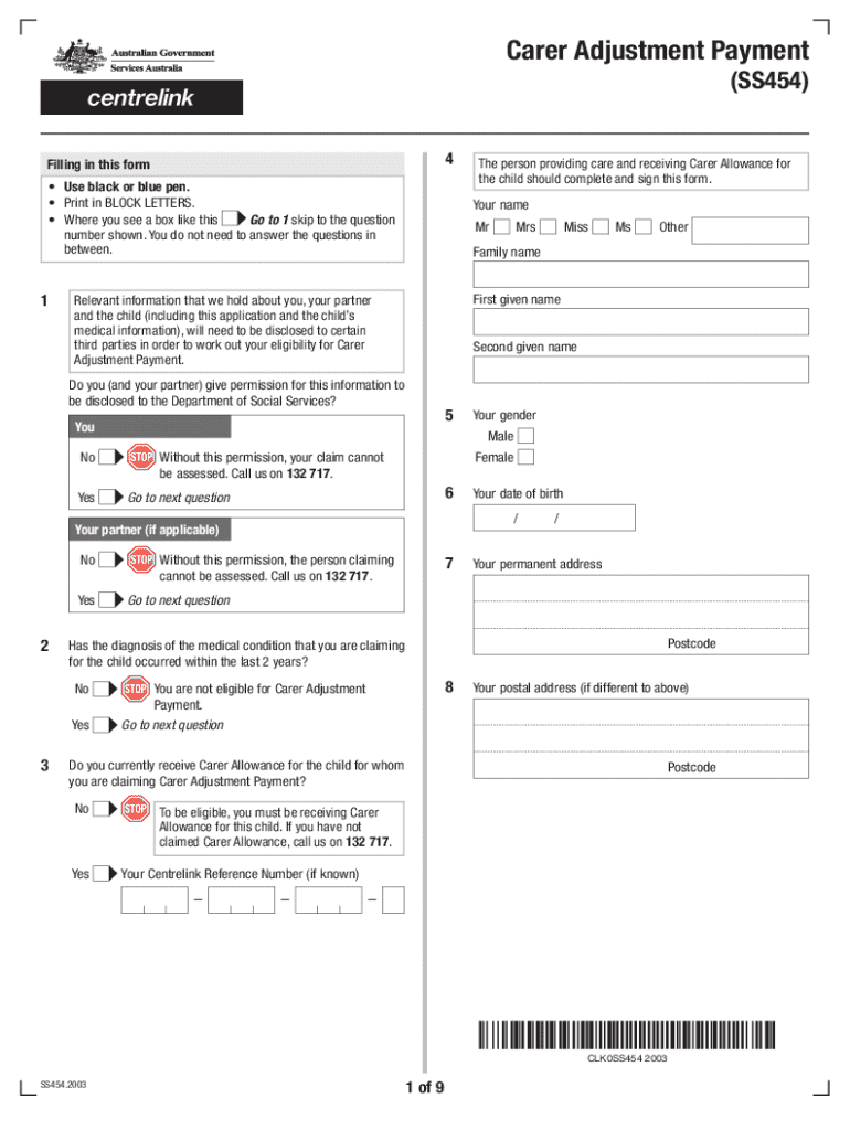 sa010 form Preview on Page 1