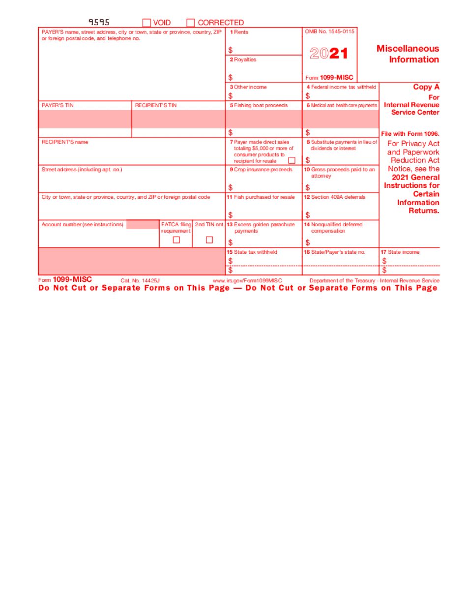 Form 1099 Misc 2022 template