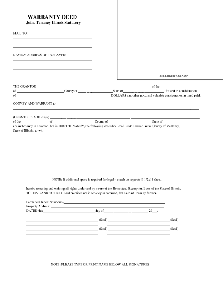 Fillable Online Recorder Form Warranty Deed Joint Tenancy LaSalle