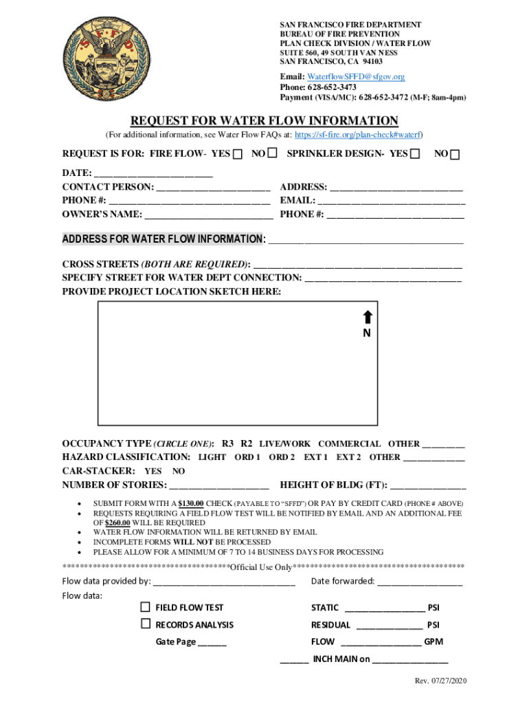 request for water flow information n - San Francisco Fire ... Preview on Page 1