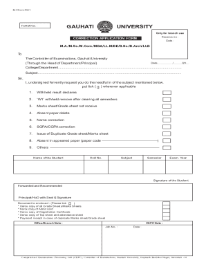 Gauhati University Correction Application Form