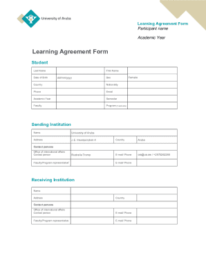 Learning Agreement Form - University of Aruba