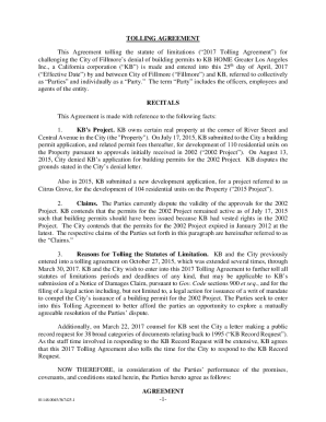 tolling agreement examples