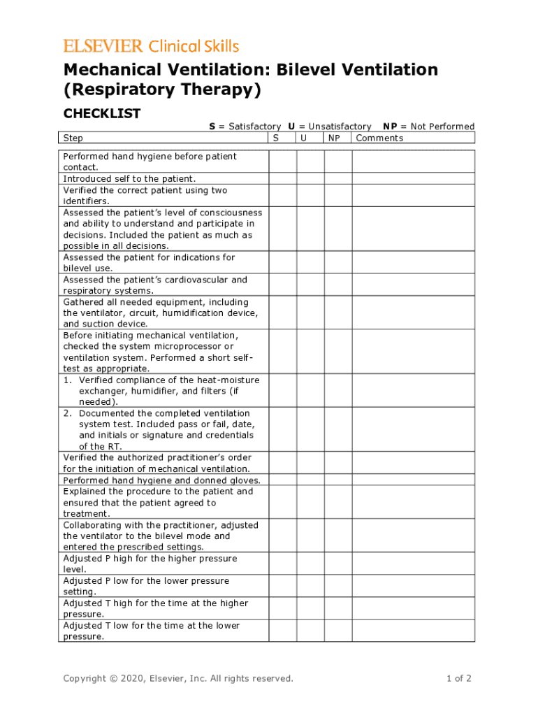 Fillable Online Mechanical Ventilation: Bilevel Ventilation ...