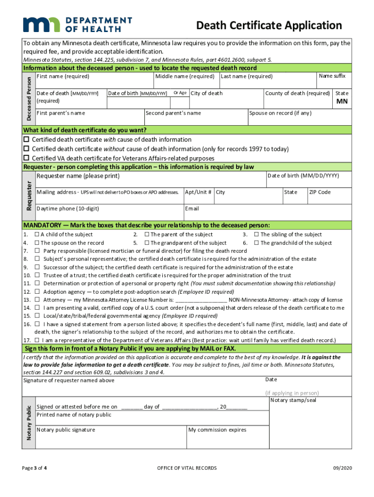 Death Certificate Application Form GOV UKInstructions For Completing 