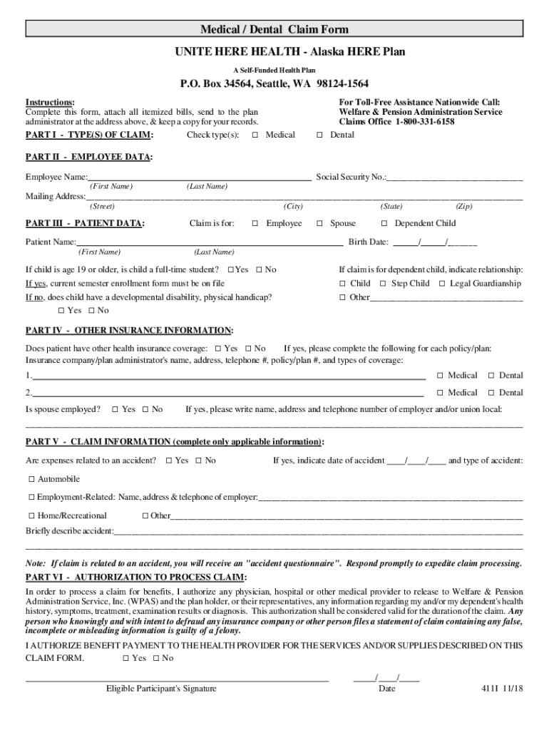 Fillable Online Medical / Dental Claim Form Fax Email Print pdfFiller