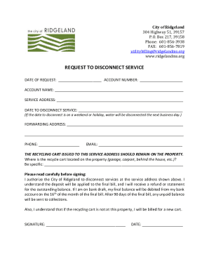 Fillable Online REQUEST TO DISCONNECT SERVICE Fax Email Print - pdfFiller
