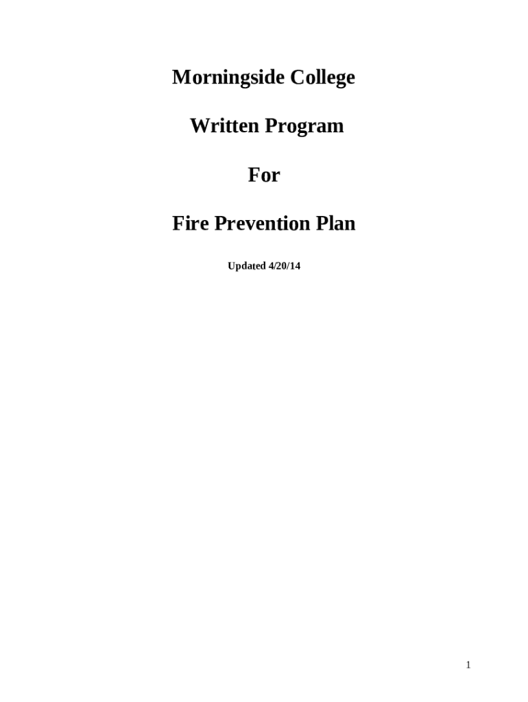 FIRE PREVENTION PLAN my.morningside.edu Doc Template pdfFiller