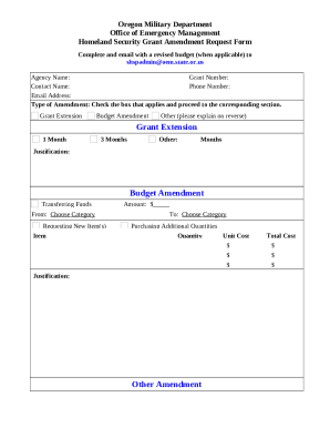 Budget Amendment Request Form Templates | pdfFiller