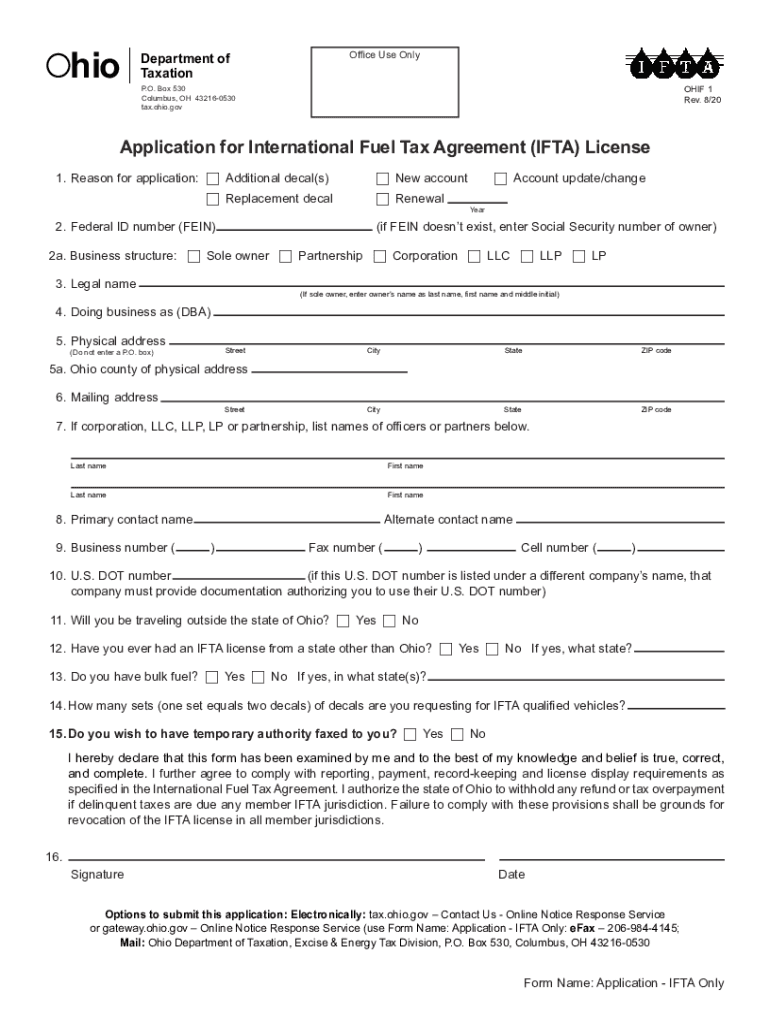 ohio ifta renewal form Preview on Page 1