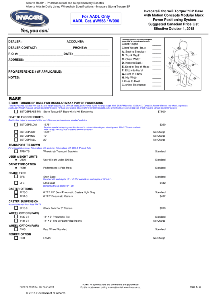Fillable Online Alberta Aids to Daily Living Power Wheelchair
