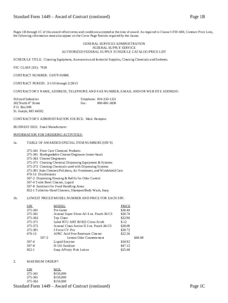 Standard 1449 Contract For Commercial Thomasnet Doc Template Standard 1449 Contract For Commercial Thomasnet Doc Template