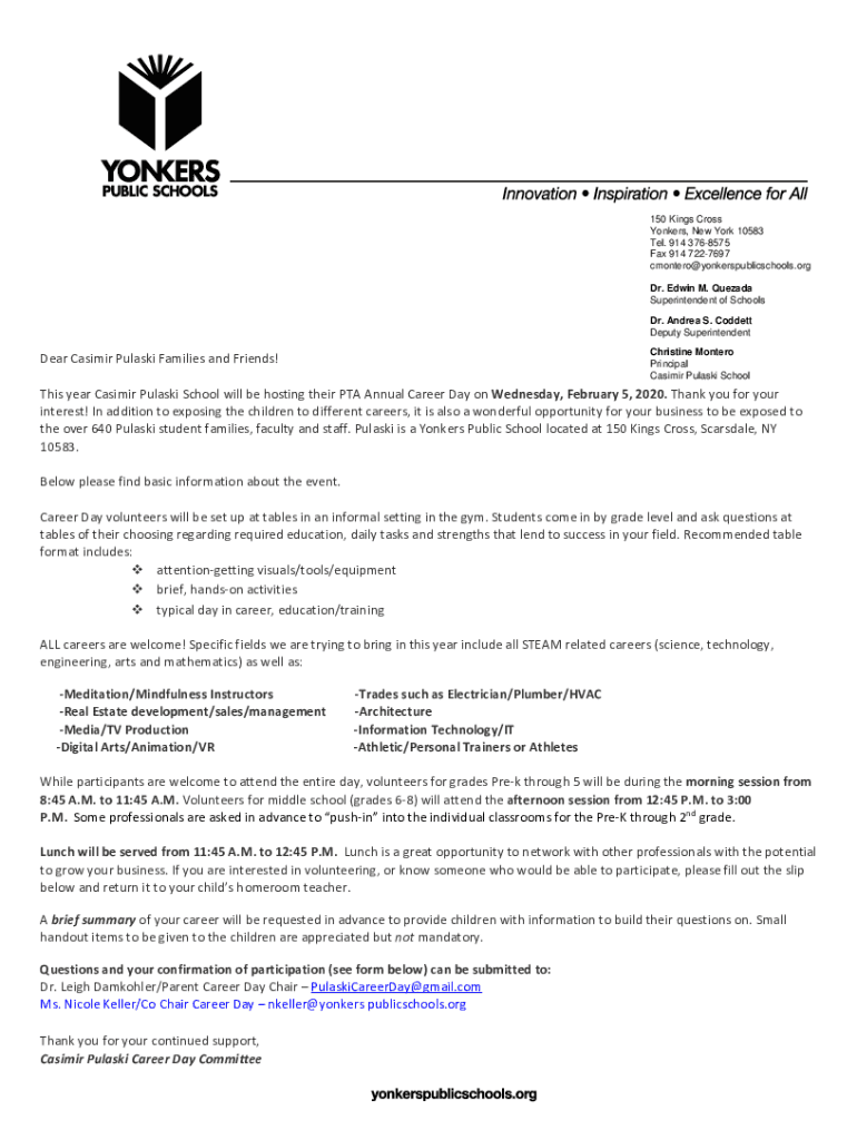 Fillable Online Dear Casimir Pulaski Families and Friends! Yonkers
