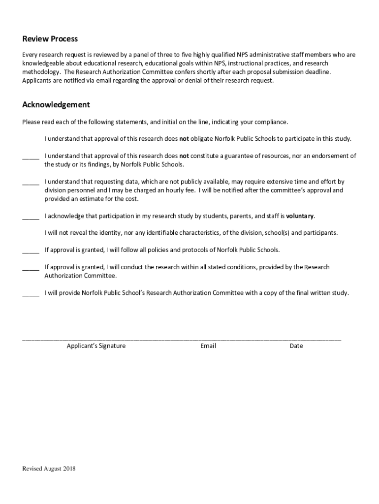 Fillable Online Norfolk Public Schools Request To Conduct Research Fax