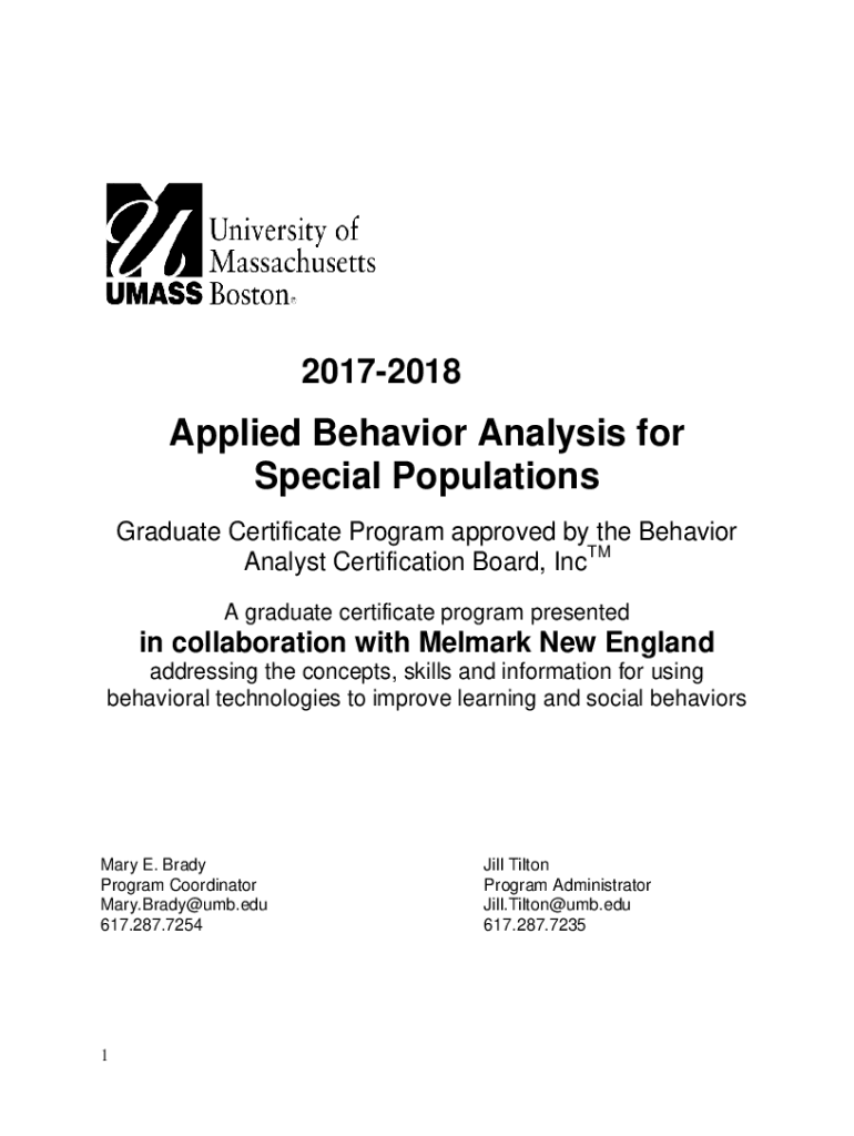 Fillable Online Behavior Analysis Graduate CertificateUniversity of ...