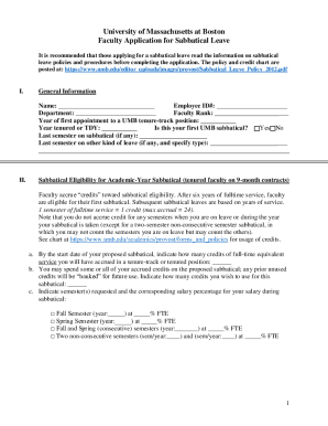 Faculty Application for Sabbatical Leave