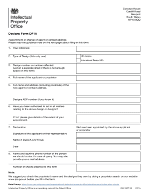 UK Designs Appointment Form DF1A