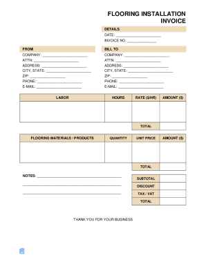 Flooring Invoice Template Fill Online Printable Fillable Blank Pdffiller