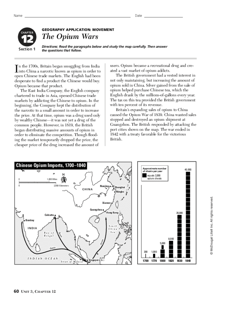 Fillable Online Opium Wars worksheet.pdf - Name Date CHAPTER 28 Section ...