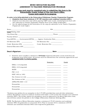 Music education majors admission to teacher preparation ...