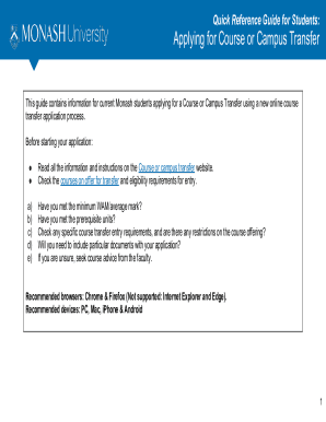 Applying for Course or Campus Transfer