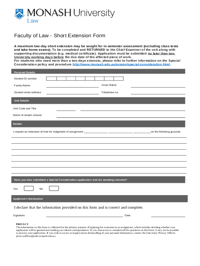 DOC Short Extension Monash University Doc Template pdfFiller