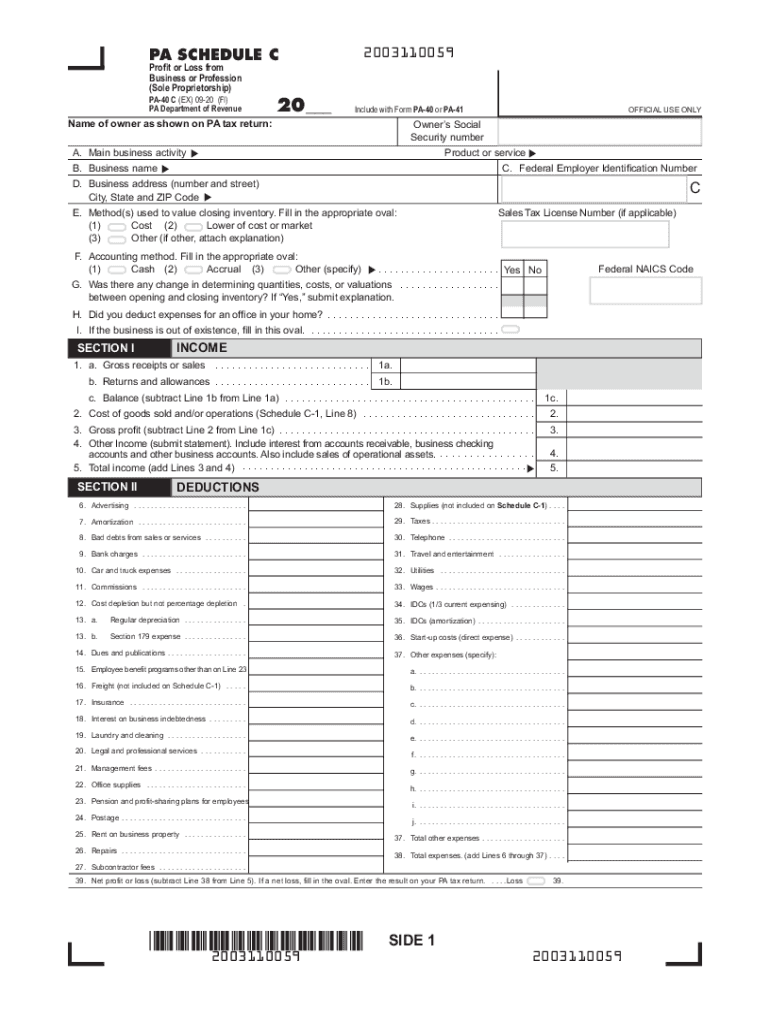 2020 2023 Form PA PA 40 C Fill Online Printable Fillable Blank 