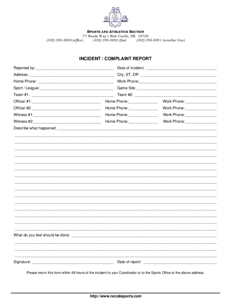 INCIDENT / COMPLAINT REPORT Preview on Page 1