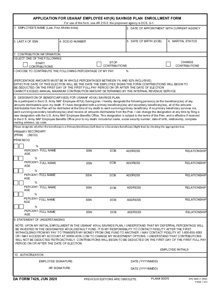 Da form 7426: Fill out & sign online | DocHub