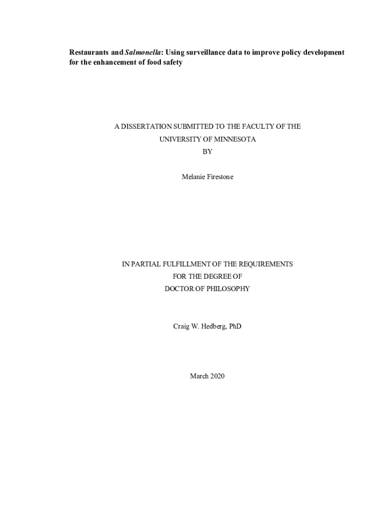 Fillable Online conservancy umn Restaurants and Salmonella Using